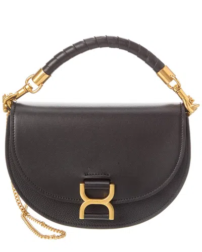 Chloé Marcie Chain Flap Leather & Suede Shoulder Bag In Black