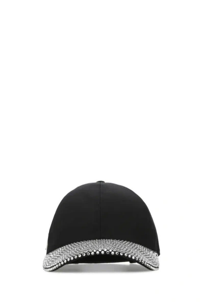 Prada Baseball Cap Nylon Embellished Visor In Black
