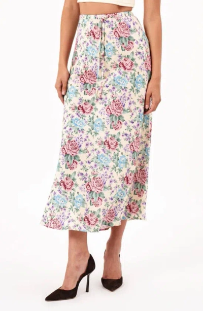 Rolla's Rosette Linen Blend Maxi Skirt In Buttercream