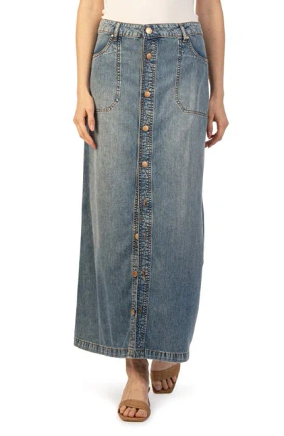 Kut From The Kloth Liora Denim Maxi Skirt In Medium Wash