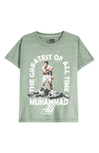 Philcos Kids' Muhammad Ali Cotton Graphic T-shirt In Green Pigment