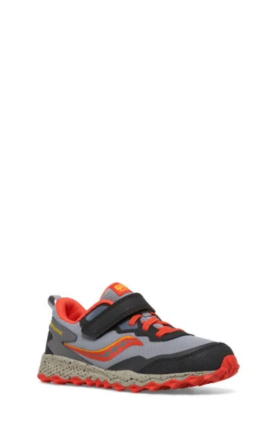 Saucony Kids' Peregine Kdz A/c Water Repellent Hiking Sneaker In Grey/ Red/ Yellow