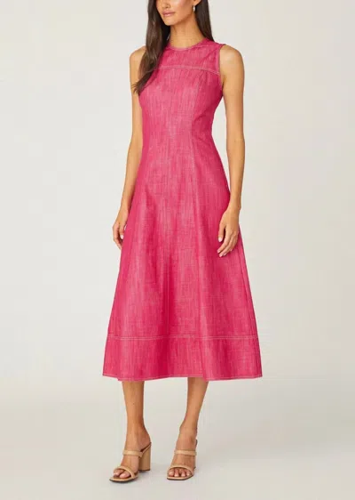 Shoshanna Cora Sleeveless A-line Cotton Midi Dress In Red