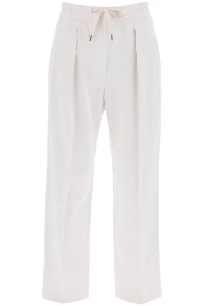 Brunello Cucinelli Cotton And Linen Slouchy Trousers In Mixed Colours