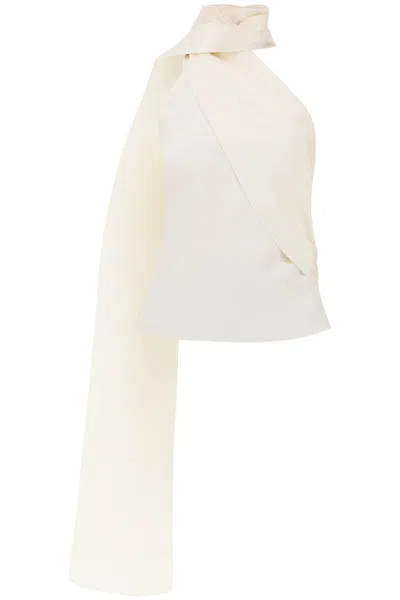 Magda Butrym Silk Wrap Neck Top In White