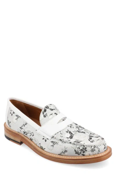 Taft The Fitz Floral Brocade Penny Loafer In Eden Blanc