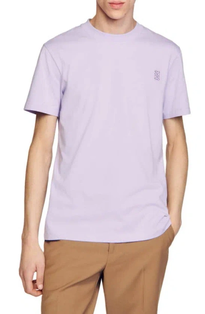 Sandro Logo-embroidered Cotton T-shirt In Purple