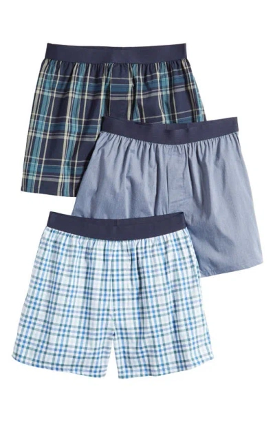 Nordstrom Assorted 3-pack Modern Fit Boxers In Blue Skip Gingham Multi