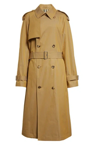 Burberry Double Breasted Cotton Gabardine Trench Coat In Neutrals