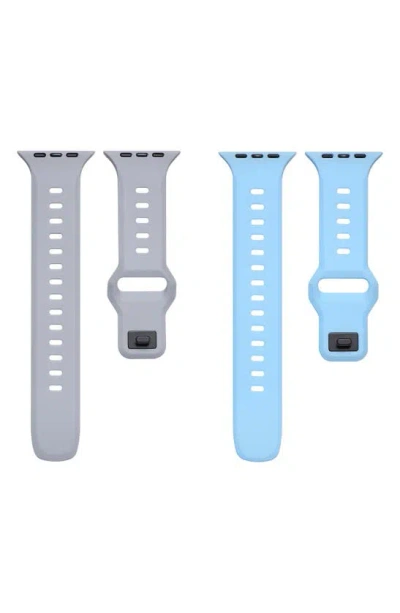 The Posh Tech Assorted 2-pack Silicone Apple Watch® Watchbands In Grey/light Blue