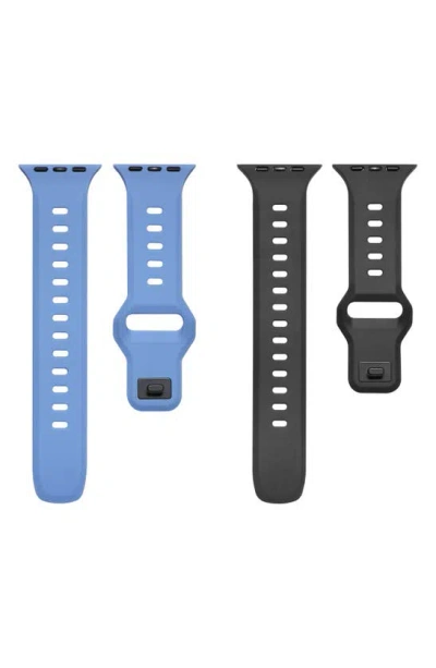 The Posh Tech Assorted 2-pack Silicone Apple Watch® Watchbands In Black/navy Blue