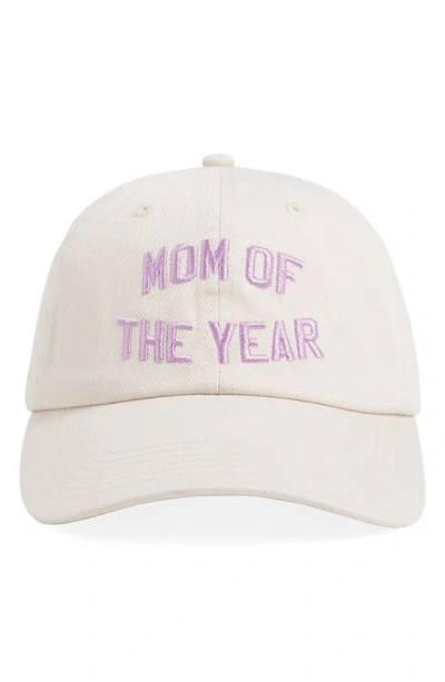 Favorite Daughter Mom Of The Year Cotton Twill Baseball Cap In Ivory/pink