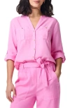 Nic + Zoe Drapey Utility Button-up Shirt In Pink Lotus