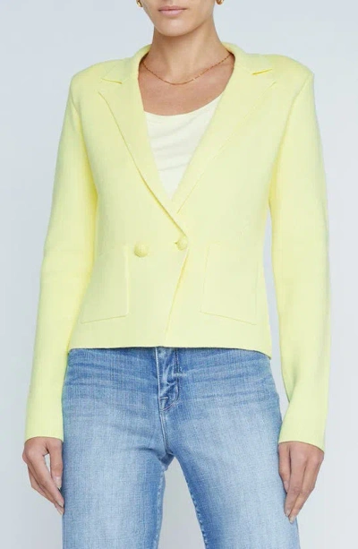 L Agence Sofia Cotton Blend Cardigan Blazer In Yellow Sorbet