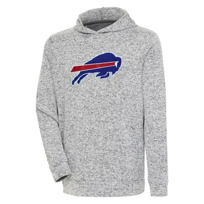 Antigua Heathered Gray Buffalo Bills Absolute Chenille Pullover Hoodie In Heather Gray