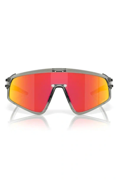 Oakley Latch Panel 35mm Polarized Rectangular Sunglasses In Grey Metal