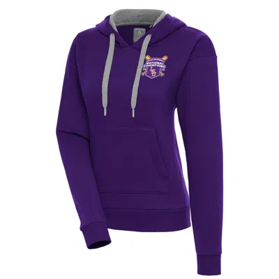 Antigua Baseball College World Series Champions Victory Pullover Hoodie In Purple