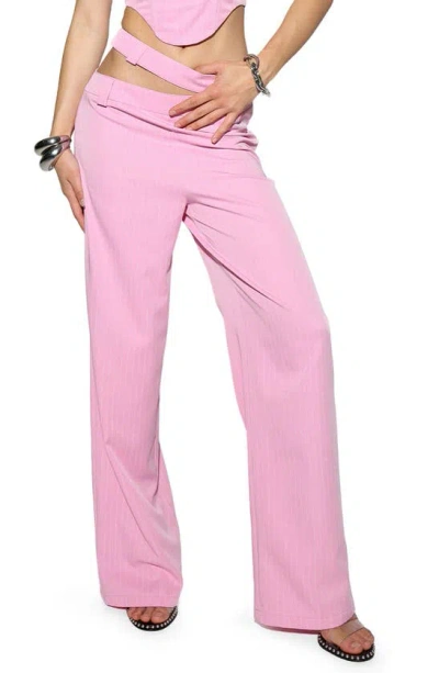 By.dyln Hendrix Pinstripe Split Waist Pants In Pink Pin Stripe