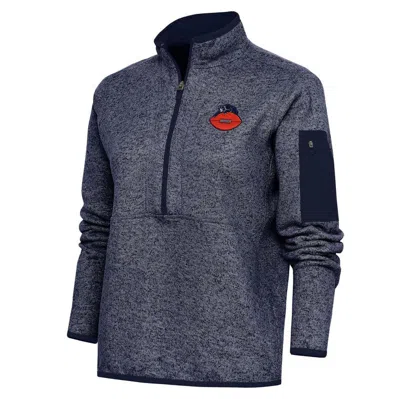 Antigua Heather Navy Chicago Bears Throwback Logo Fortune Half-zip Pullover Jacket