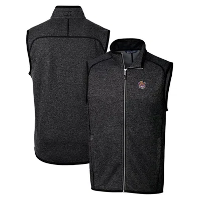 Cutter & Buck Heather Charcoal Lsu Tigers Mainsail Sweater-knit Full-zip Vest