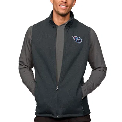 Antigua Heathered Charcoal Tennessee Titans Course Full-zip Vest In Heather Charcoal