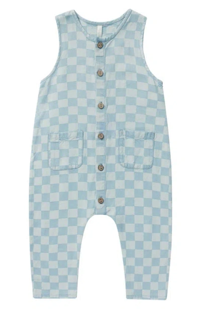 Quincy Mae Babies' Blue Check Jumpsuit In Blue-check