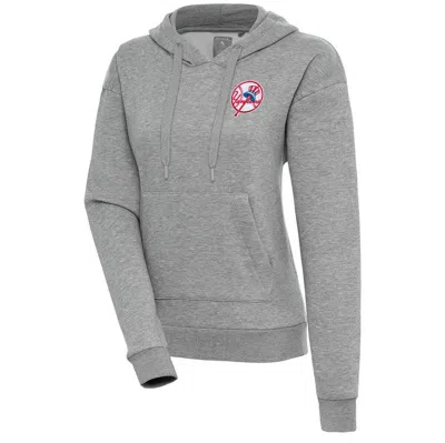 Antigua Heather Gray New York Yankees Cooperstown Victory Pullover Hoodie