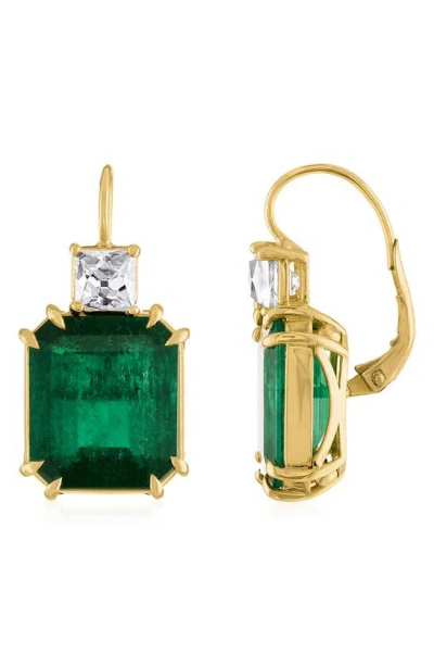 Mindi Mond Sheri Colombian Emerald & Diamond Drop Earrings In Gold/ Diamond/ Emerald
