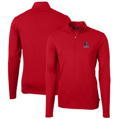 Cutter & Buck Red Delaware Fightin' Blue Hens Virtue Eco Pique Recycled Quarter-zip Pullover Top