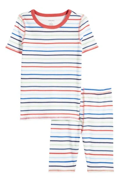 Nordstrom Kids' Stripe Fitted Cotton Pajamas In Red- Multi Dream Stripe