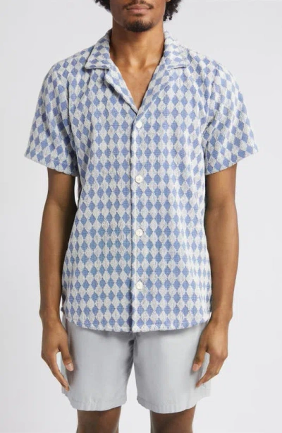 Oas Cuba Argyle Cotton-terry Jacquard Shirt In Blue