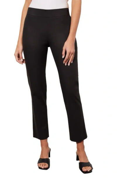 Ming Wang Straight Leg Pull-on Trousers In Black