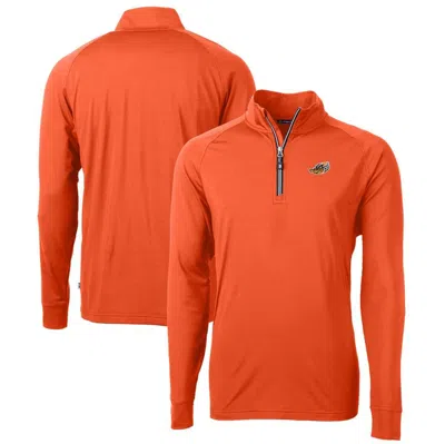 Cutter & Buck Orange Akron Rubberducks Adapt Eco Knit Stretch Recycled Quarter-zip Pullover