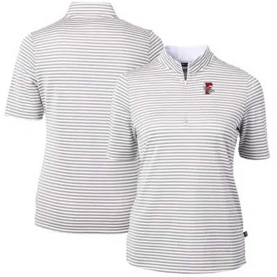 Cutter & Buck Gray Fresno Grizzlies Virtue Drytec Eco Pique Stripe Recycled Top