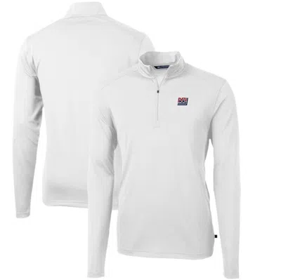 Cutter & Buck White New York Giants Throwback Logo Virtue Eco Pique Recycled Quarter-zip Pullover To