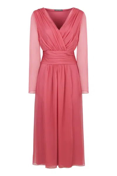 Alberta Ferretti Chiffon Dress In Pink