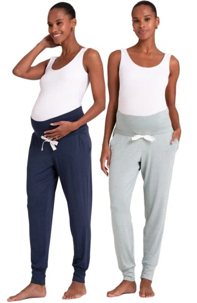 Seraphine Assorted 2-pack Maternity Joggers In Navy & Sage