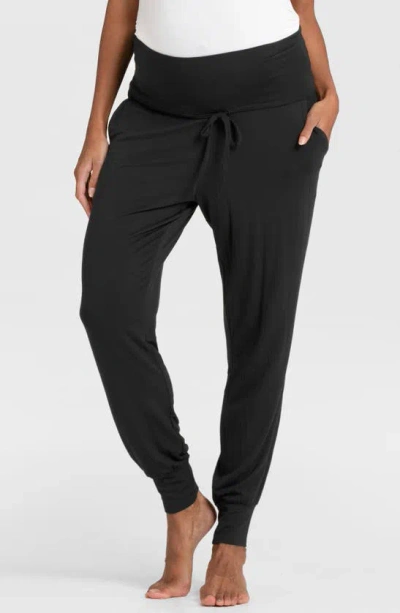 Seraphine Maternity Joggers In Grey/ Black