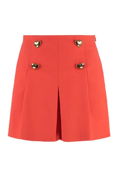 Moschino Satin Shorts In Red
