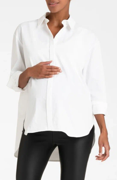 Seraphine Women's Cotton Curved Hem Maternity Shirt In White