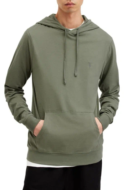 Allsaints Brace Pullover Brushed Cotton Hoodie In Valley Green
