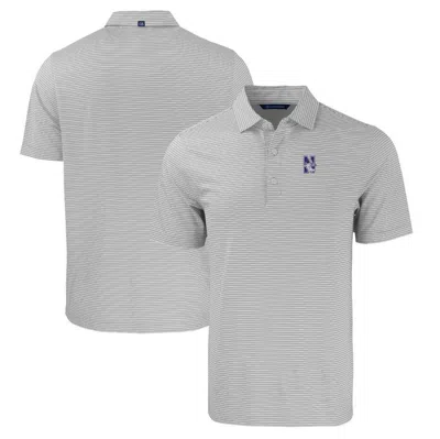 Cutter & Buck Gray/white Northwestern Wildcats Forge Eco Double Stripe Stretch Recycled Polo
