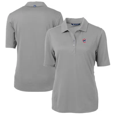 Cutter & Buck Grey Chicago Cubs Drytec Virtue Eco Pique Recycled Polo