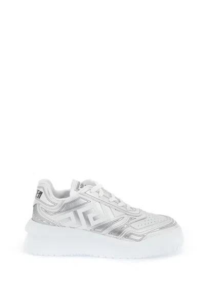 Versace Greca Odissea Trainers In White,silver