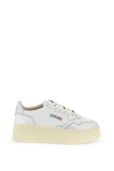 Autry Medalist Low Sneakers In Silver,white