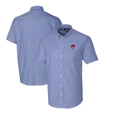 Cutter & Buck Powder Blue Buffalo Bills Throwback Logo Stretch Oxford Button-down Short Sleeve Shirt