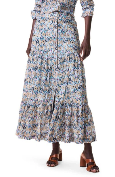 Nic + Zoe Up Beat Ikat Tiered Maxi Skirt In Blue Multi