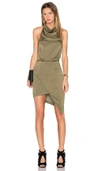 Elliatt Camo Asymmetrical Hem Dress In Khaki