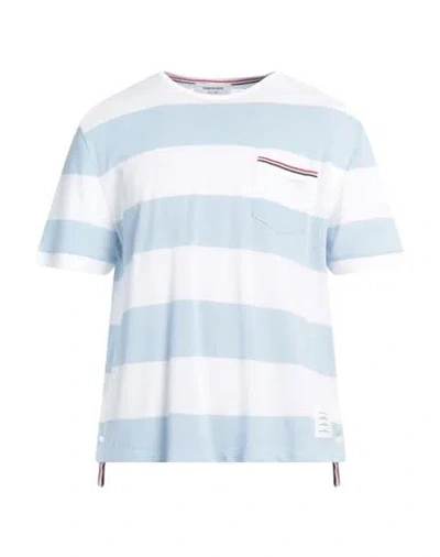 Thom Browne Man T-shirt Sky Blue Size 5 Cotton