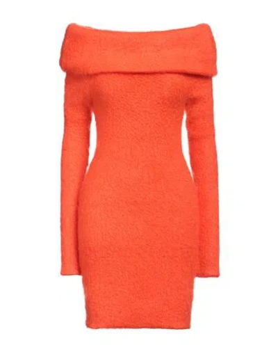 Isabel Marant Woman Mini Dress Orange Size 8 Mohair Wool, Synthetic Fibers, Recycled Polyamide, Wool